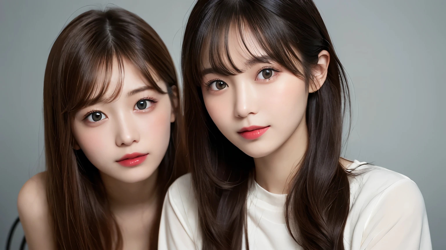 on the table, best quality, shape, Super detailed, Finely, high resolution, 8k wallpaper, 完璧なダイナミックな構shape, Beautiful and delicate eyes, Medium Length Hair, Small Breasts, Natural lipstick, Casual sexy pose,Smile,20 year old girl、midnight、Beautiful and detailed face、Perfect beautiful face,big eyes、original photo、Use the whole body to express female posture、Beautiful and delicate eyes、Small face、Beautiful duplex、Facelift and style,shirt、Beautiful golden ratio face,Double ponytail hairstyle
