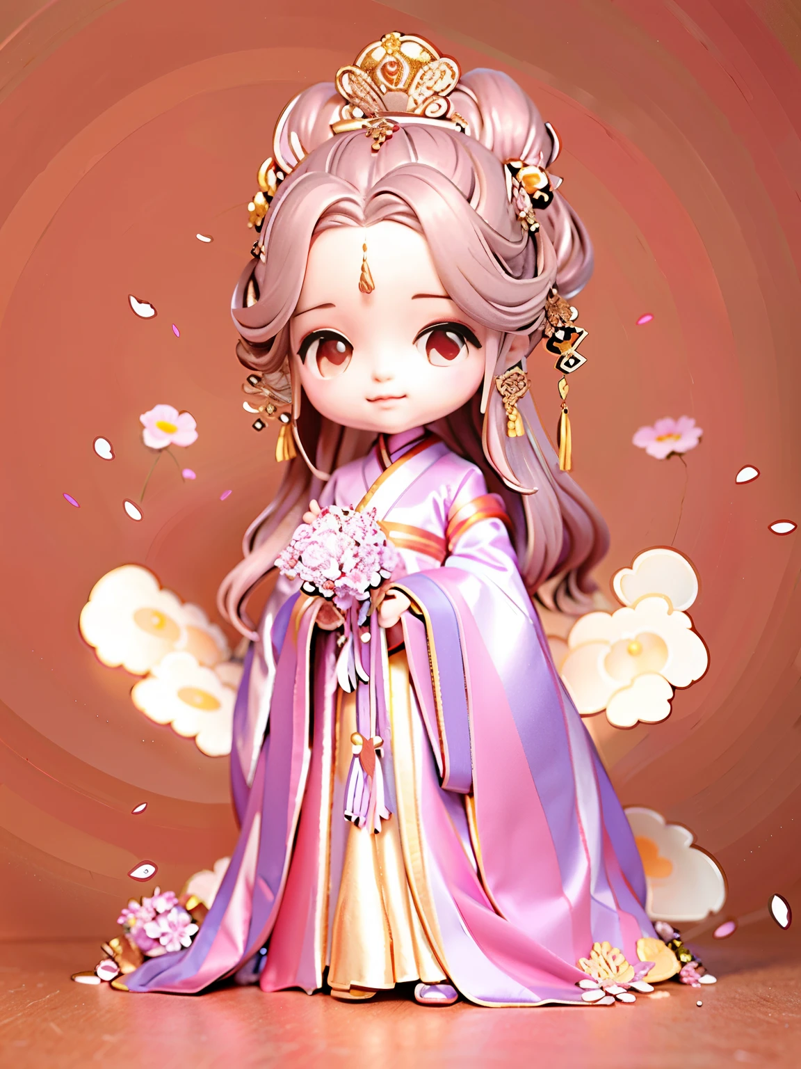 3D，China Princess, Cartoon girl in dress，There is a tie and a flower, Beautiful Line art, Very exquisite color combination, Beautiful Line art, Ancient Chinese Princess, palace ， Girl in Hanfu, Line art coloring book, Line art Behance HD, Perfect color matching, Line art, Anime Princess,