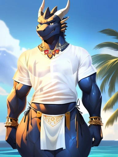 Anubian jackal, anubis, good looking, male, anthro, ultradetailed, muscular, solo, bareness, rippling muscles, muscles, pier background, tail, smiling, big pecs, looking at viewer, white shirt, greyish-green pants, sunglasses, bara,fart,Back view