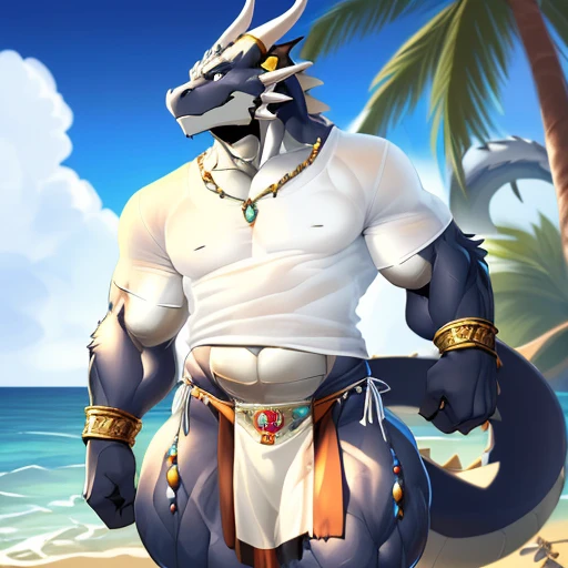 hi res,(((dragon, furry))), ( ), anthro, , , ((((long loincloth)))), ((((lingerie bikini, s\ex\y bikini, side-tie panties, tiny black thong)))), (((( male, , anthro, slim, skinny, )))), male, , anthro, , slim, Skinny, tail, adults, mature, (((male))), (((((((((solo))))))))) outside, plant, standing, sea, tree, (water), detailed background,by milkytiger1145,by takemoto arashi,by null-ghost, cold atmosphere, open smile, soft blush, , (((((((((((wearing white tshirts))))))))))), (((((((((muscular thighs, thick thighs, wide hips))))))))), (((((golden accessory, loincloth accessory, loincloth jewelry, jewels and ornaments for loincloth, s\ex\y loincloth, belly dancer outfit, long pelvic curtain, narrow loincloth)))))