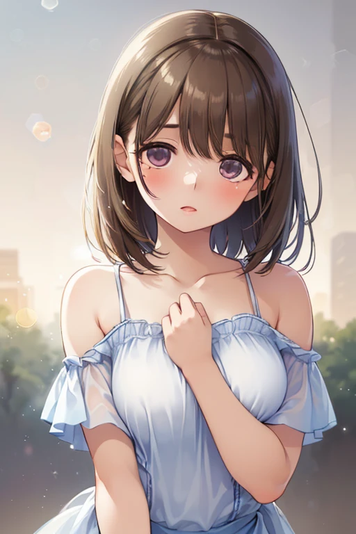 Absurd, High resolution, (Super detailed:1.1),
(1 girl:1.3), Watercolor style, (Soft Blending:1.4), (Dreamy wash:1.4), (Delicate texture:1.4, break (Bokeh Photo:1.3), Soft Focus, Out of focus highlights, Dreamy atmosphere, Fascinating Depth, Blurred Edges, Dynamic Angle, break brown hair, anegasaki nene