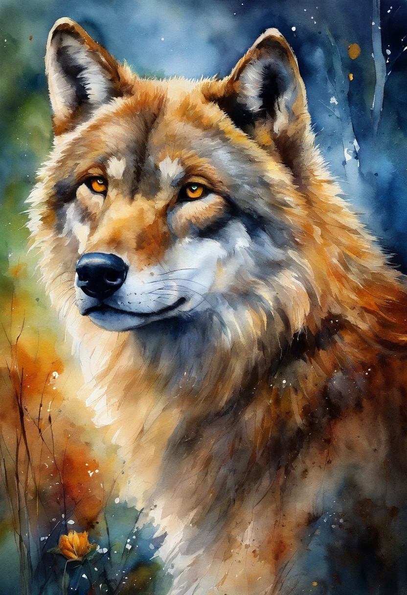 A imagem de diversos pequenos lobos, com cara pavorosa, assutadores. Saindo da floresta, em meio a noite escura com o brilho da lua cheia iluminando seus olhos