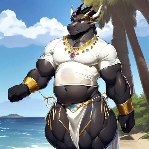 hi res,(((dragon))), (black body ), anthro, , , ((((long loincloth)))), ((((lingerie bikini, s\ex\y bikini, side-tie panties, tiny black thong)))), (((( male,  , anthro, slim, skinny, bulge)))), male, , anthro, , slim, Skinny, tail, adults, mature, (((male))), (((((((((solo))))))))) outside, plant, standing, sea, tree, (water), detailed background,by milkytiger1145,by takemoto arashi,by null-ghost, cold atmosphere, open smile, soft  blush, , ((((((((wearing white tshirts)))))))), (((((((((muscular thighs, thick thighs, wide hips))))))))), (((((golden accessory, loincloth accessory, loincloth jewelry, jewels and ornaments for loincloth, s\ex\y loincloth, belly dancer outfit, long pelvic curtain, narrow loincloth)))))
