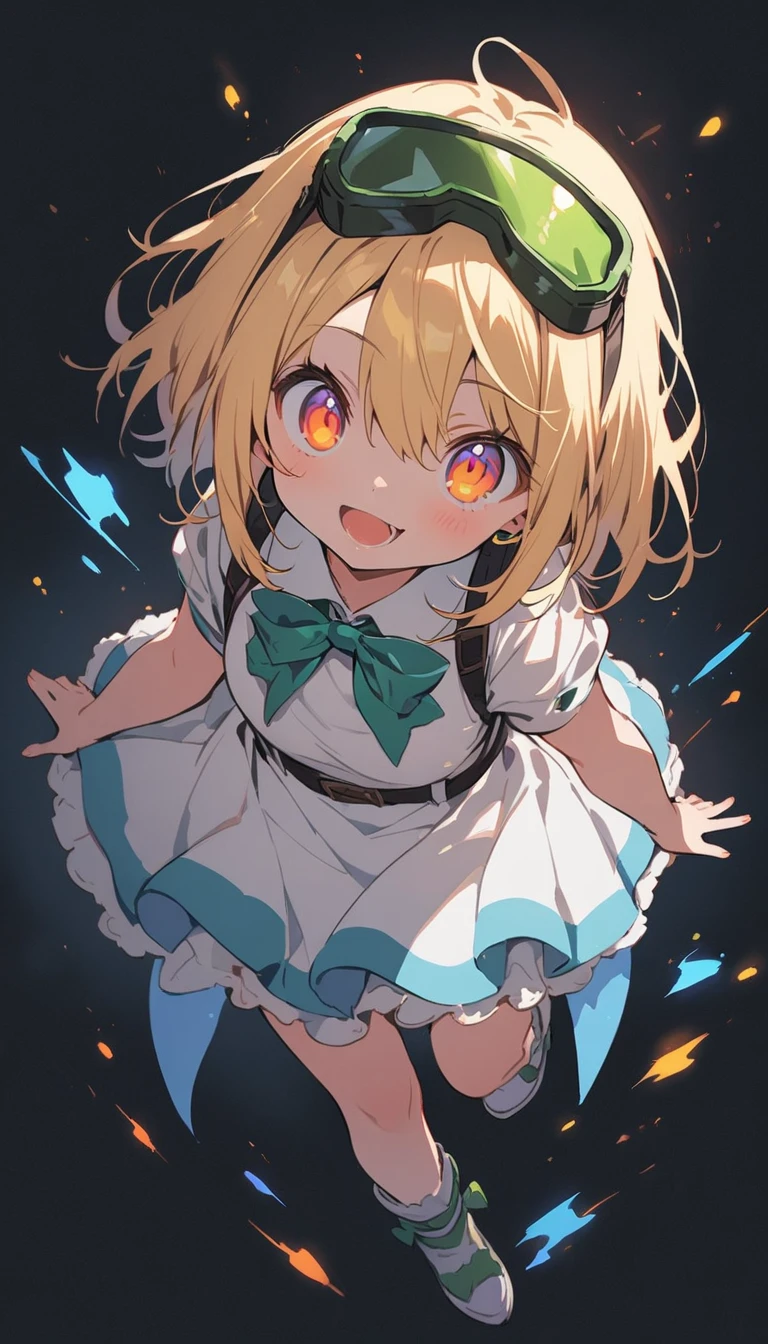 (highest quality、masterpiece、High resolution、detailed)、animeスタイル、Flat Style、(Shining Eyes、detailed美しい顔), BREAK,1 girl、masterpiece, (1girl,Blonde Hair、Western style braidaid clothes:1.6、Mech armor:1.4、Complex skirt) (mech suit:1.4), sleeveless, armor, (mech long fingerless gloves:1.3), (mech long boots:1.3), zettai ryouiki, (head-mounted display VRgoggles:1.5), potbelly、(High saturation)、Dynamic Angle、anime、(Simple Background)、Full Body