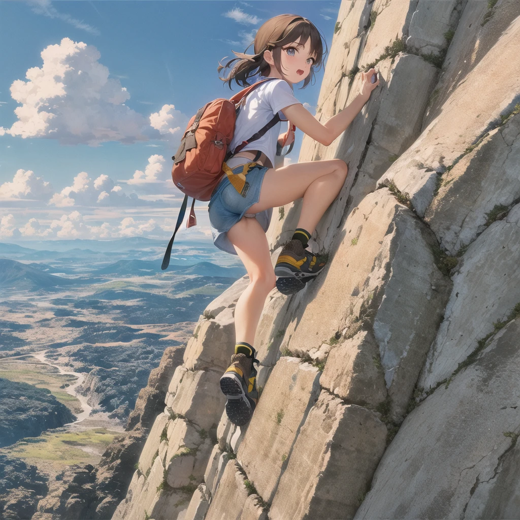 rock climbing、girl、Panties spilling out