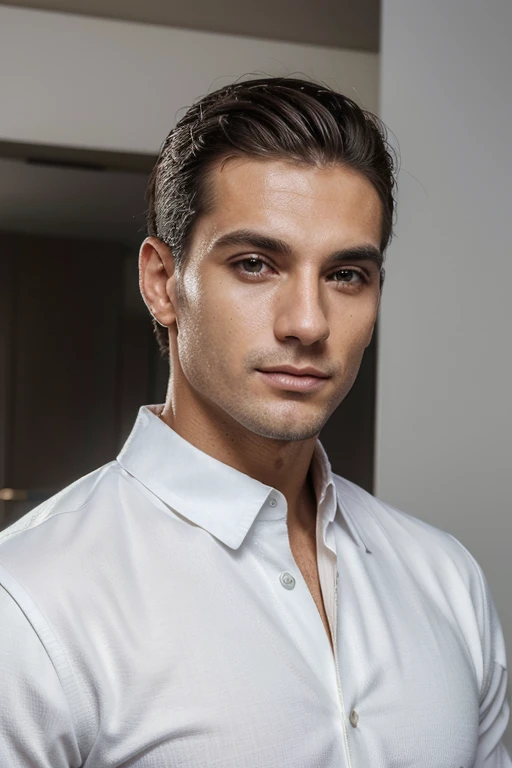((melhor qualidade)), ((fotorealista)), (detalhado), rosto masculino, campanha de moda, corpo inteiro, homem branco, perfil europeu, cabelos escuros e olhos castanhos, vestindo roupa elegante, noite, sky, escuro.