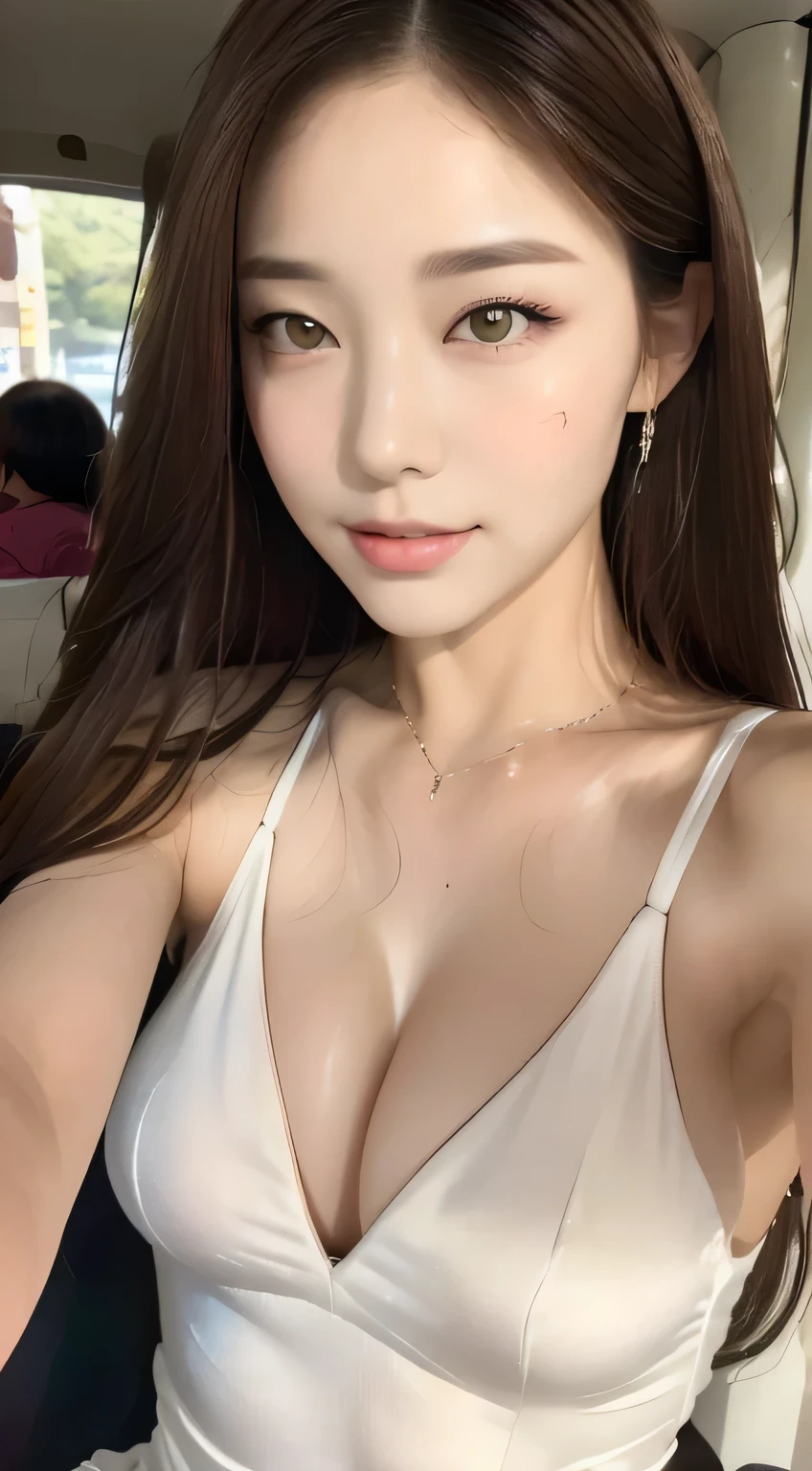 ((highest quality, 8k, masterpiece :1.3)), One Girl, Selfie, close, A very affectionate smile:1.2. Slim face, Beautiful woman, (Dark brown hair), Big Breasts:1.3,White micro bikini, Highly detailed face, fine grain, double eyelid, Blur the background, outside, street, sunny, Ocean, nature,Hawaiian sand beach,(masterpiece: 1.3), (Maximum resolution: 1.4), (Ultra high definition: 1.2), Cinematic Light, Ultra high definition, (Detailed eyesと肌), (Detailed facial features), 8k resolution, Perfect Style, Beautiful expression、highly detailed face and skin texture、Detailed eyes、double eyelid、Glitter Eyeliner:1.2、Thin cheeks、Shiny skin、((Pure white skin:1.4)),Glossy Lips:1.2、((Full Body Shot:1.2)),(Straight Hairstyles、Dark brown hair)、One-length long hair、175cm,