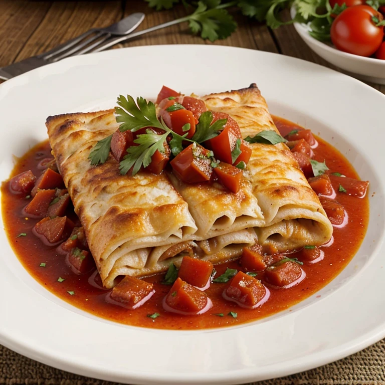 canelones de carne y espinaca con salsa de tomate