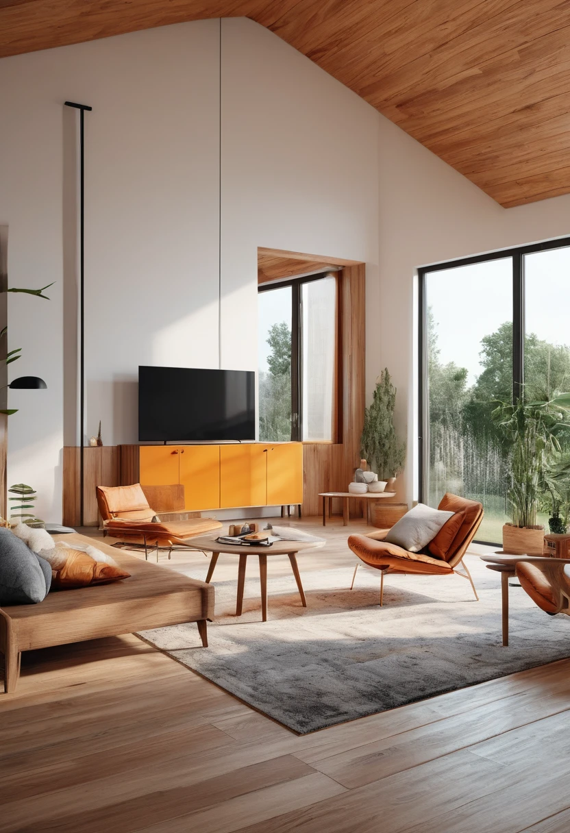 create an image demonstrating the style of ((Bahaus)) style, hyper realism, 8k high definition, vibrant colors, sharp focus, insanely detailed, white and wood design 
