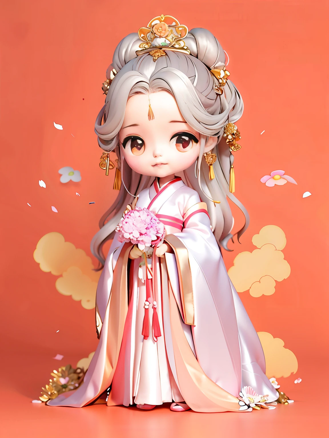 3D,China Princess, Cartoon girl in dress,There is a tie and a flower, 美しいLine art, Very exquisite color combination, きれいなLine art, Ancient Chinese Princess, palace , Girl in Hanfu, Line artぬり絵, Line art Behance HD, Perfect color matching, Line art, Anime Princess,