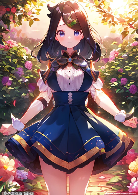  (Idol Master), (highest quality, 8k, masterpiece, Very detailed:1.4), (Lens flare, Particles of light, Shine), Big Breasts, smile, Open your mouth, masterpiece, highest quality, Very detailed, High resolution, Very detailedなCG, masterpiece, Official Art, From below,  Perfect body, night, garden, erupt