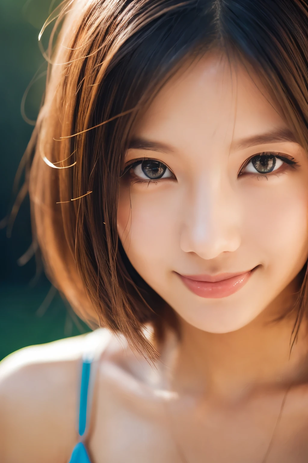 high quality,8k,4K,High resolution,woman,1 Personality,(若いwoman),(smile),Looking at the camera,Japanese,Bobcut,(Song 1.3),((最high quality, 8k, masterpiece: 1.3)),double eyelid, 最high quality,8k, High resolution, Highly detailed face,(Lens flare, Luminous Particles: 0.6),(Looking at the camera),luxury,((((Plump body)))),((最high quality, 8k, masterpiece: 1.3)),whole body,bikini