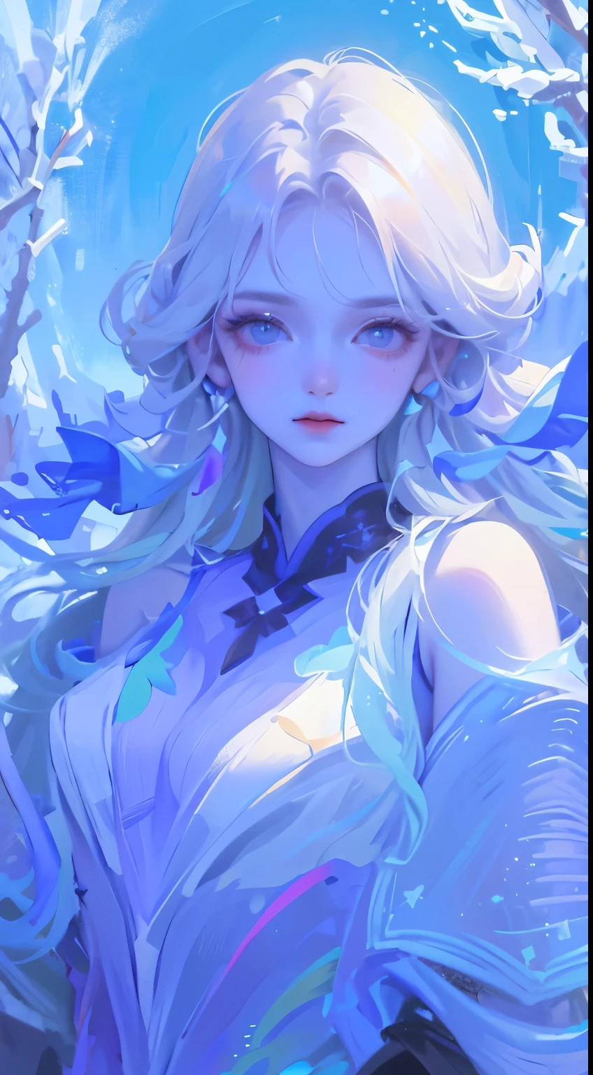 portrait, high quality, Ukrainian fairy winter snow In the woods through the trees About 10 years ol, Smooth skin, ((best quality, 8k, masterpiece :1.3)), 1 Girl, pretty girl , Casual wear :1.2, In the woods, Ultra-fine face, Delicate eyes, double eyelids