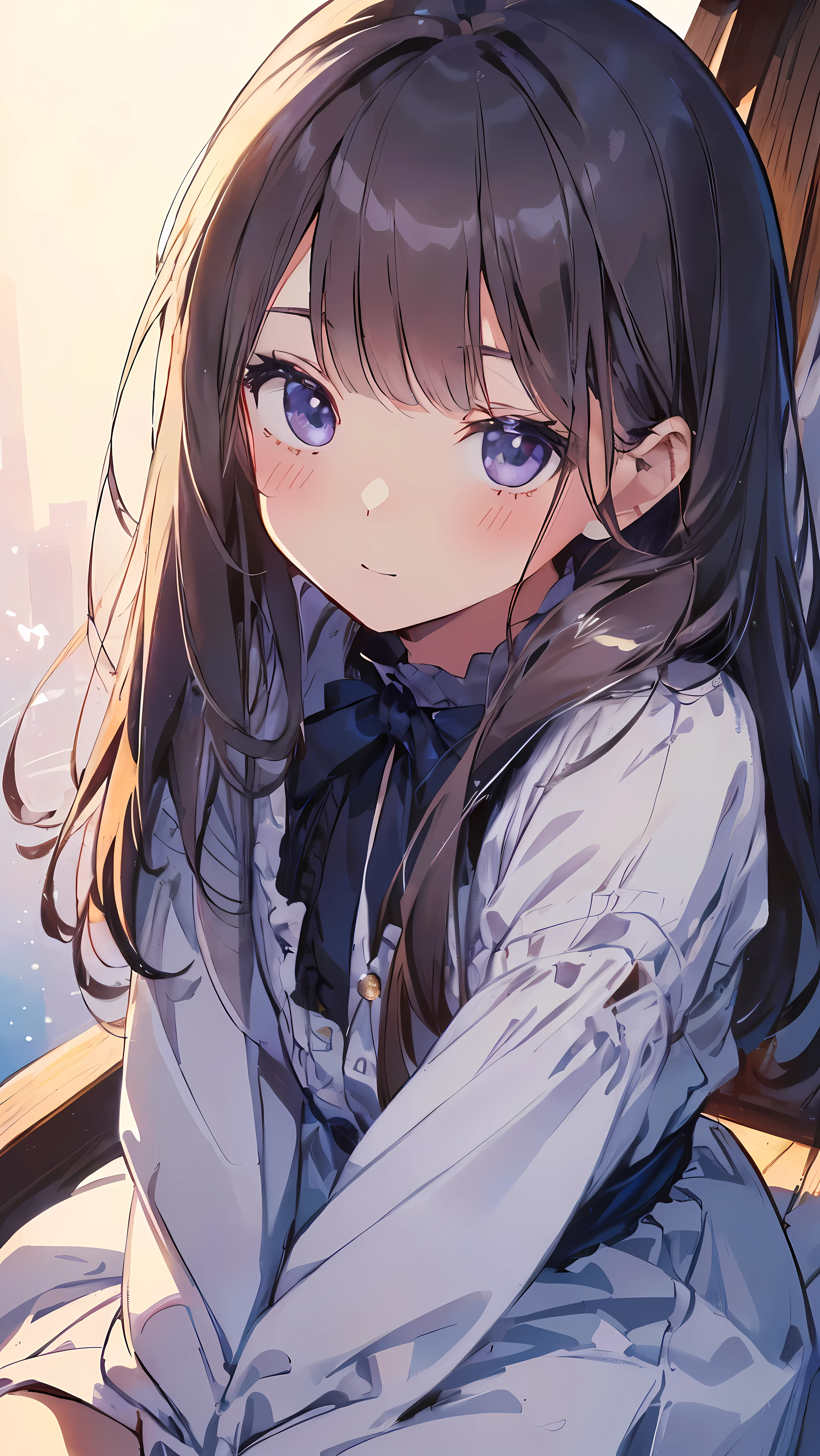 Masterpiece、Highest quality、highest quality、(((Lori)))、 ((((Petite))、Shiny hair quality、Small face、Sitting、Super detailed, beautiful, wide eyes、Ultra-detailed, clear and beautiful faces、(cute illustration:1.2), High-resolution, ultra-detailed, best quality, embarrassed