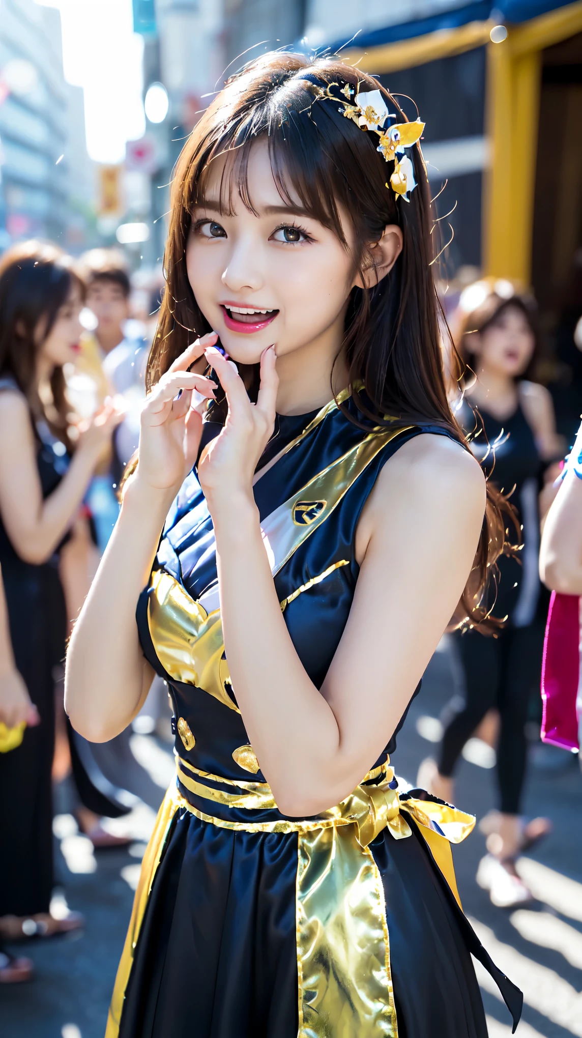((Idol Costumes:1.5)), ,The gravure idol pose in the world、Perfect Proportions、Big Breasts, valley, cute、((18-year-old female:1.ung and adorable Japanese face,Moist eyes, Outdoor Festival, ((Random sexy poses、Insert、Deep joy、Ecstatic eyes:1.2), ((Gasping hard:1.2))、Ecstatic face、Climax expression, Official Art,Highly detailed CG Unity 8k wallpaper, (masterpiece:1.0),(highest quality:1.0), photo shoot, 8k, Browsing Caution, High resolution, Kodak Portrait 400, Film Grain, Lens flare brilliance,View your viewers