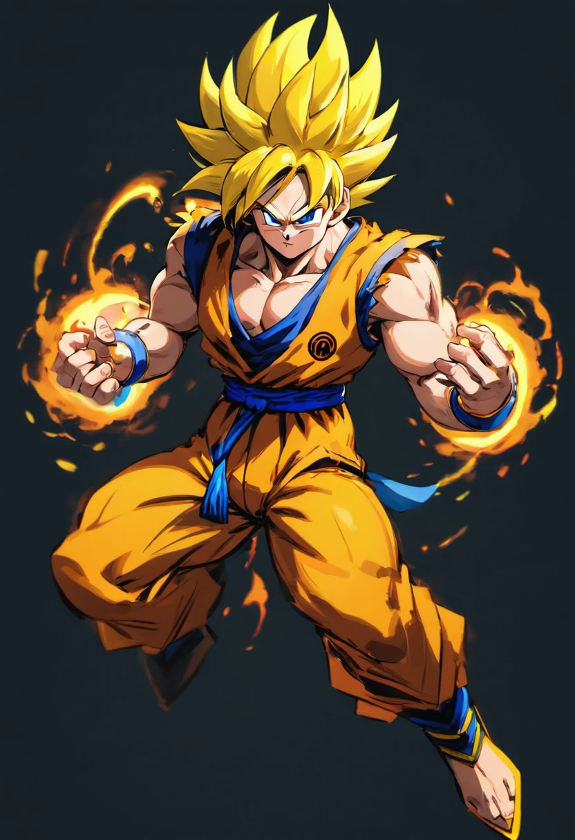 Goku em mortal Kombat, own character design ( com roupa amarela e preta)