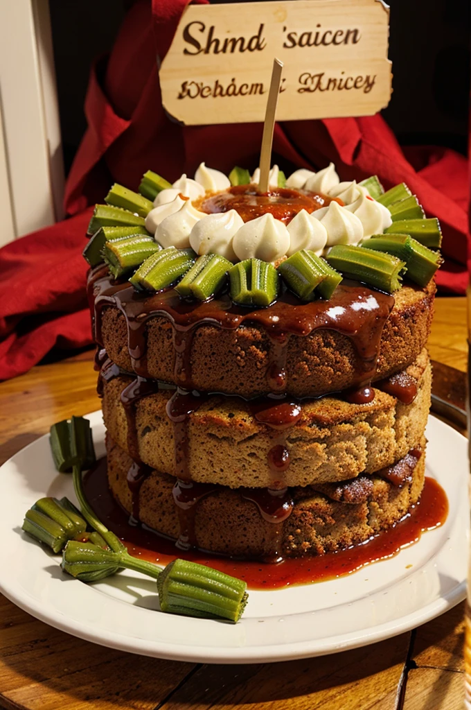 Okra cake with bbq sauce