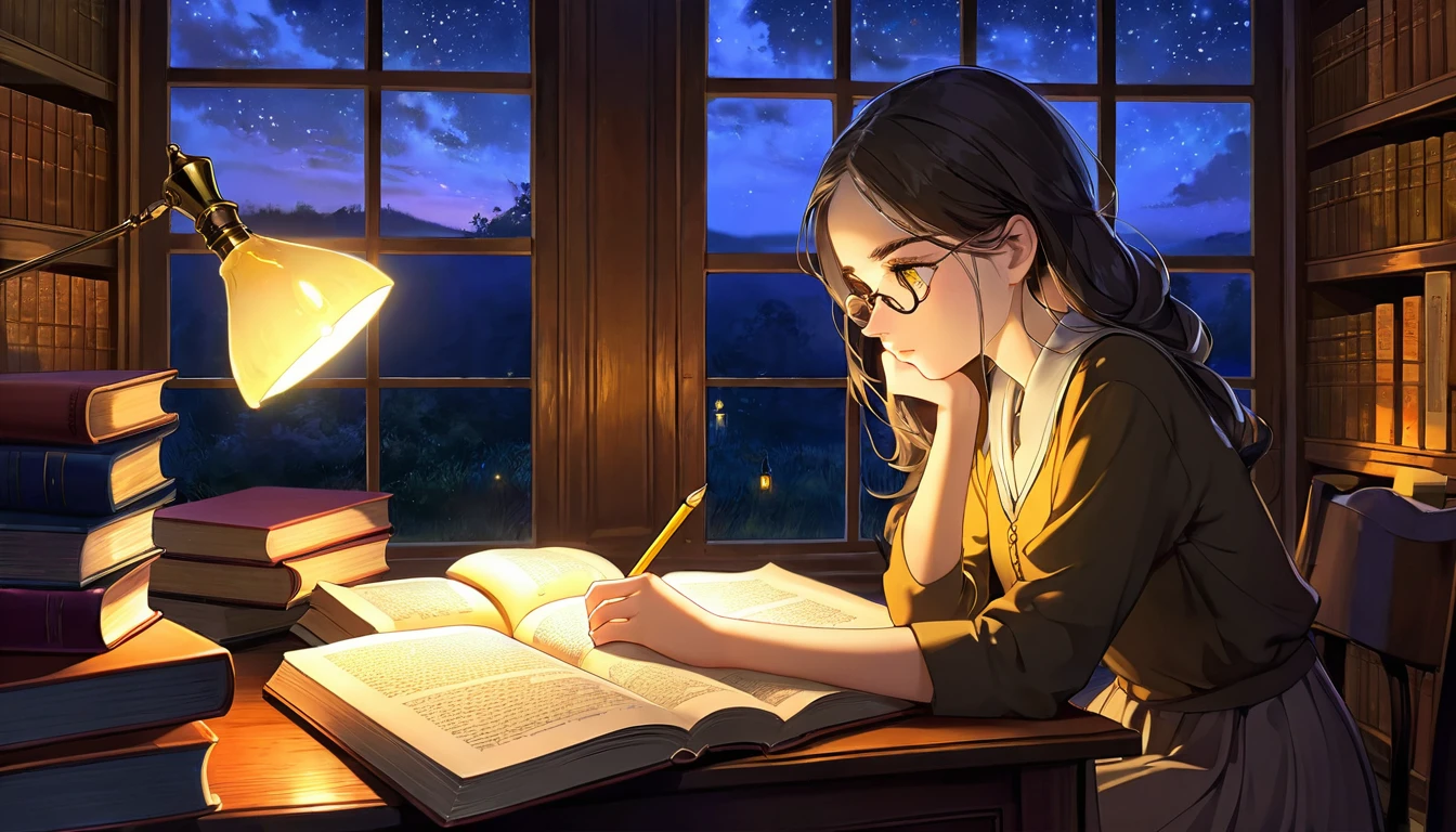 Masterpiece, Best quality, 1girl, Cozy corner, Jumble of books, Profound study, Desk lamp, Yellow glow, Peaceful ambiance, Quiet night, Window, Tranquil countenance, Intensity of concentration, Composed posture, Inquisitive eyes, Subtle tilt, Nimble fingers, Timeworn margins, Sultry aura, Silent focus, Deep in thought, Scholar, Old world wisdom, Intellectual, Thoughtful, Pensive, Well-read, Intellect, Knowledgeable, Wisdom seeker, Glimpse into the mind, Soaking up the knowledge, Absorbing the information.
A girl, enscon,evening,