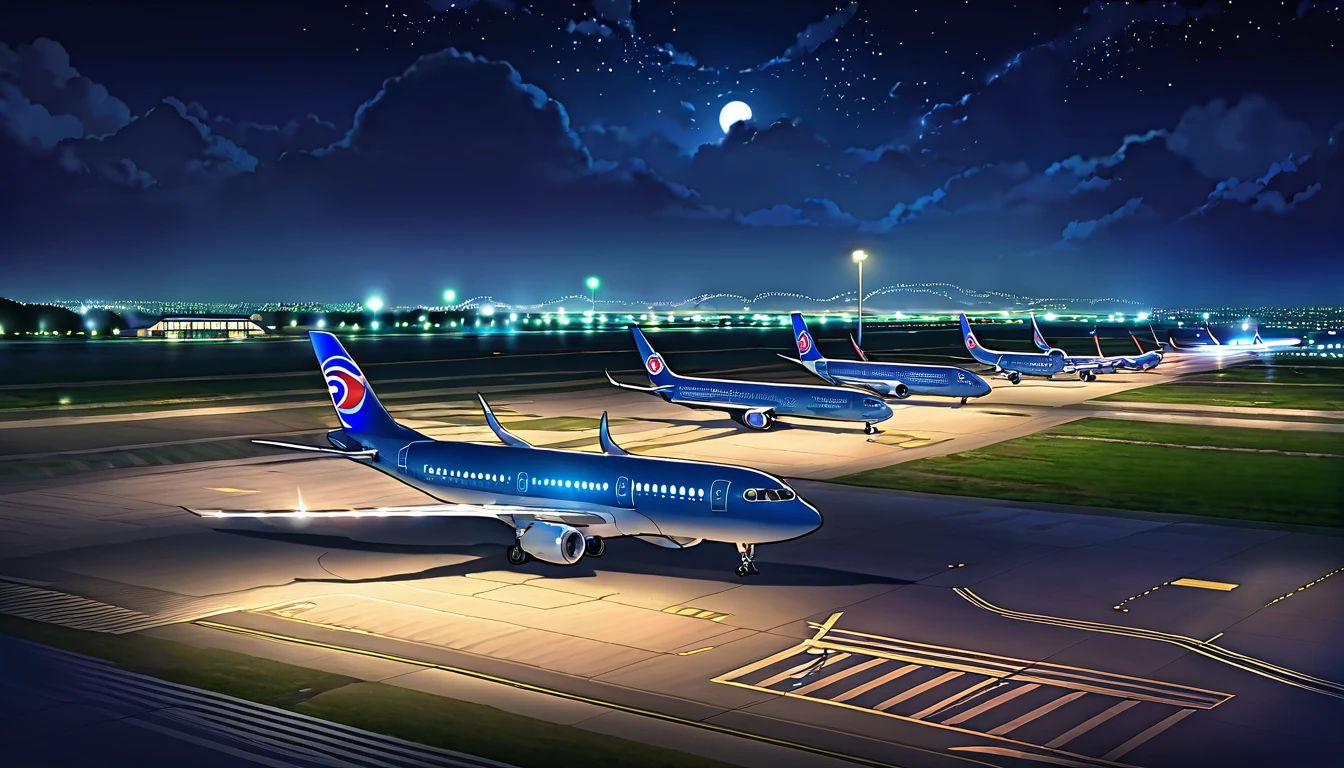 Airport at night、landing