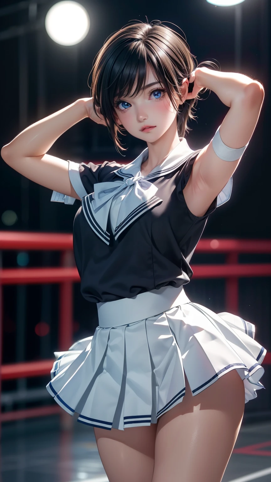 high school girl,(random dance pose),(Highest image quality, (8K), Ultra-realistic, Best Quality, High quality, High Definition, high quality texture, high detailing, Beautiful detailed, fine detailed, extremely details CG, Detailed texture, realistic representation of face, masterpiece, presence, Dynamic, Bold)