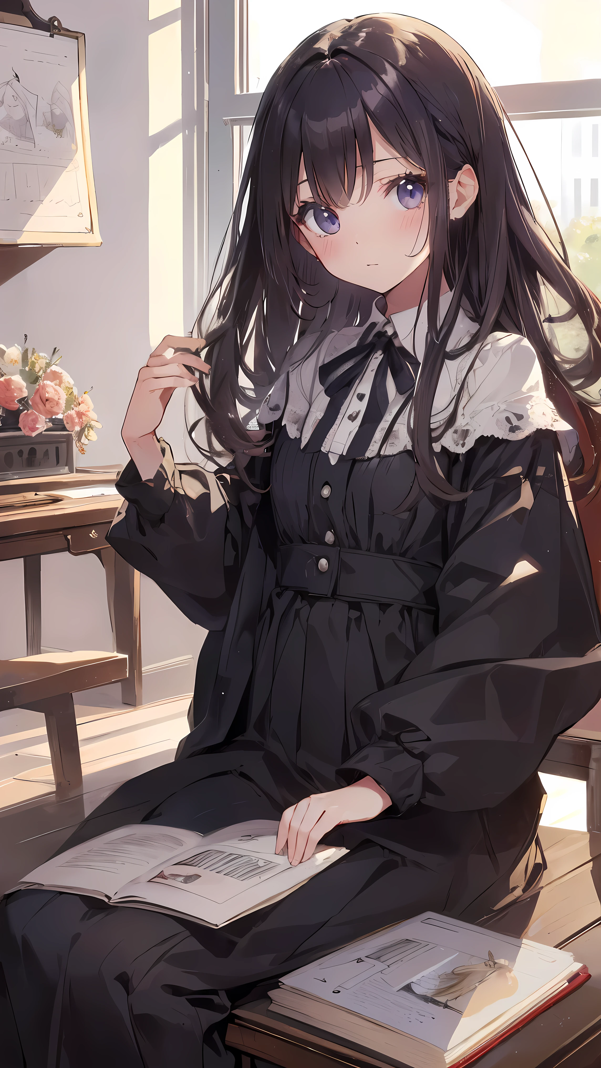 Masterpiece、Highest quality、highest quality、(((Lori)))、 ((Petite))、Shiny hair quality、Small face、Sitting、Super detailed, beautiful, wide eyes、Ultra-detailed, clear and beautiful faces、(cute illustration:1.2), High-resolution, ultra-detailed, best quality, embarrassed 