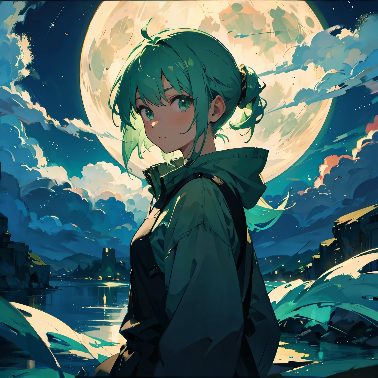 moon Green Hair