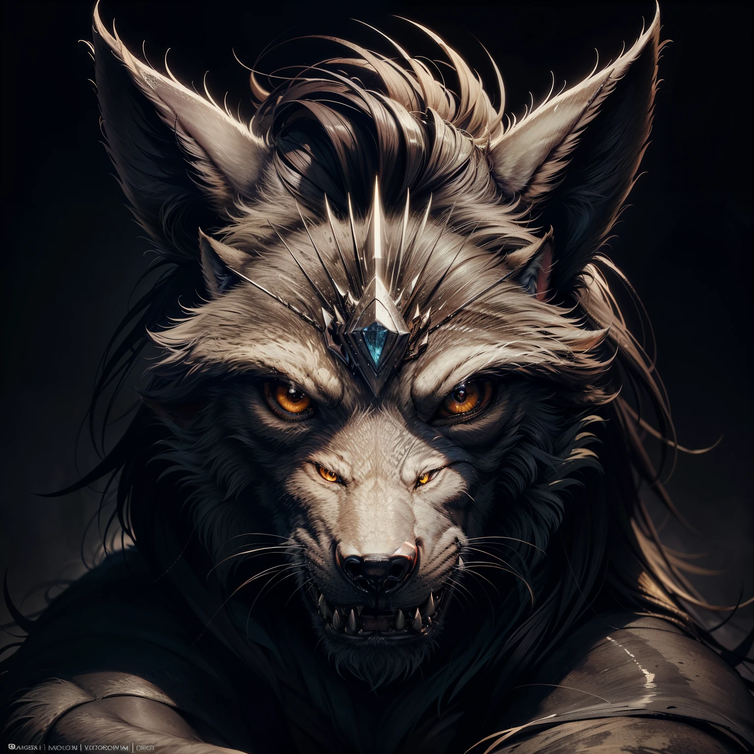 Create a diman wolf face tattoo in exquisite detail and high resolution (best quality: 1.2). This intricately designed piece of body art showcases the fierce and captivating features of a diman wolf. The tattoo consists of a detailed and expressive wolf face with piercing eyes that seem to come alive, long and sharp canines, and a textured snout. The fur on the wolf's face is expertly shaded and rendered, creating a three-dimensional effect.
The artist uses oil painting techniques with vivid colors and HDR lighting to bring the wolf's features to life. The wolf's eyes are highlighted with sharp focus and physically-based rendering to make them appear lif
