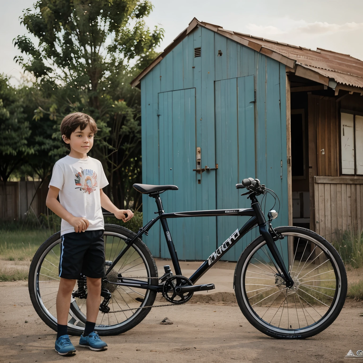 Two friends are riding their bikes. In which the height of one boy is short: and the other one is longer