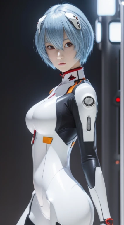 Rei Ayanami, Blue Hair, short hair, red eyes, (Red eyes:1.5),
the tights, headgear, White bodysuit,
Outdoor rest,
View your viewers, 
(masterpiece:1.2), highest quality, High resolution, Unity 8k wallpaper, (figure:0.8), (Beautiful fine details:1.6), Highly detailed face, Perfect lighting, Highly detailed CG, (Perfect hands, Perfect Anatomy),