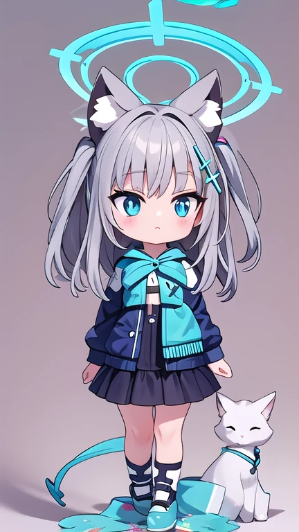 shiroko_bluearchive,beast ears, full body,chibi