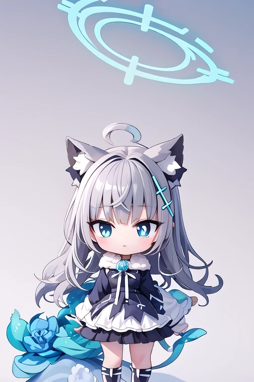 shiroko_bluearchive,beast ears, full body,chibi