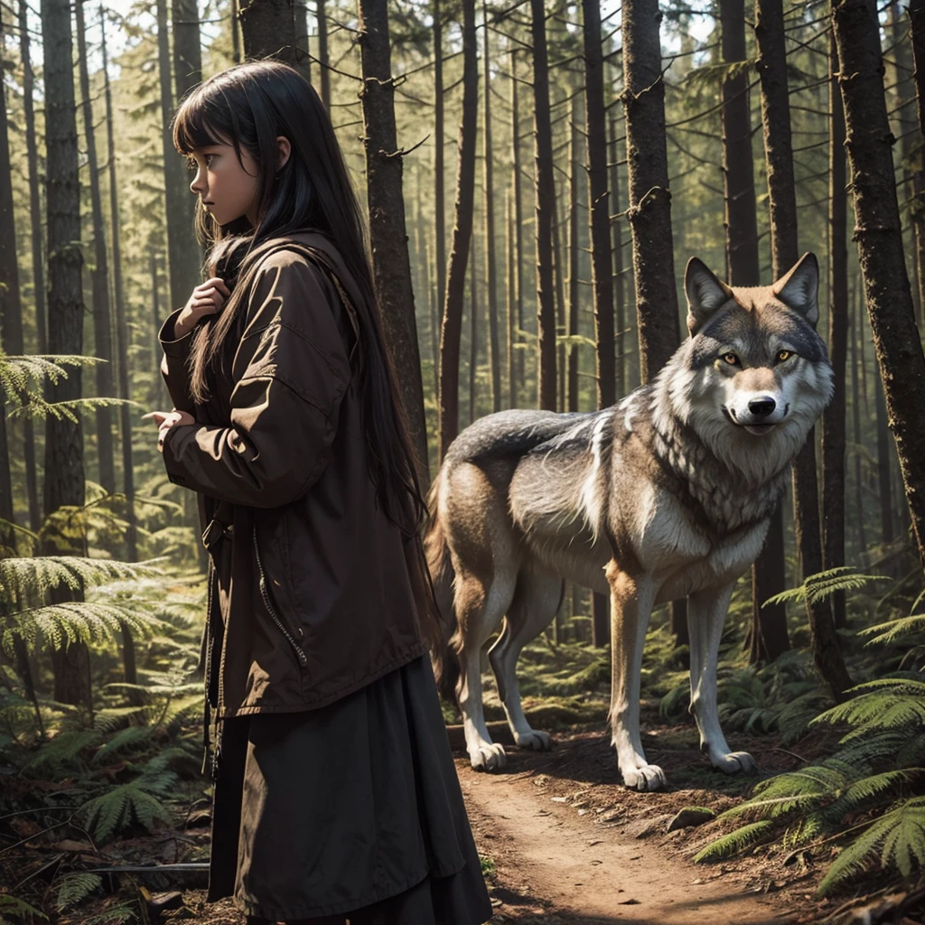 Girl in the woods, who can talk to wolves
