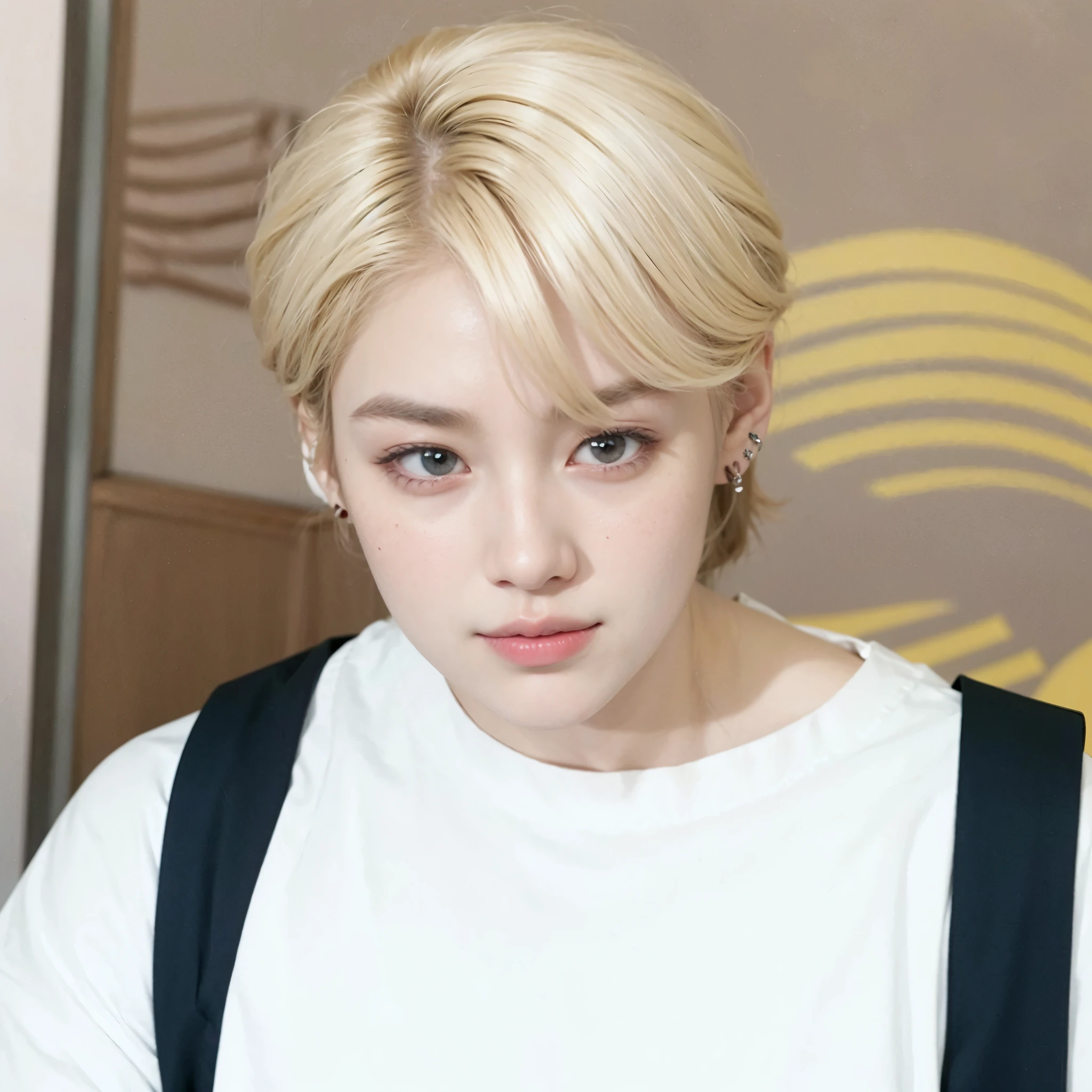mulher arafa com cabelo colorido sentada em uma mesa, Jung Jaehyun, adorable and pale korean face, pintar ulzzang, Kim Doyoung, com cabelo curto, jossi do blackpink, Hong junho hyung, Tae June Kim, Ulzzang, o corte Hime, Jaeyeon Nam, xqc, Parque Jimin, cabelo curto platinado moleca