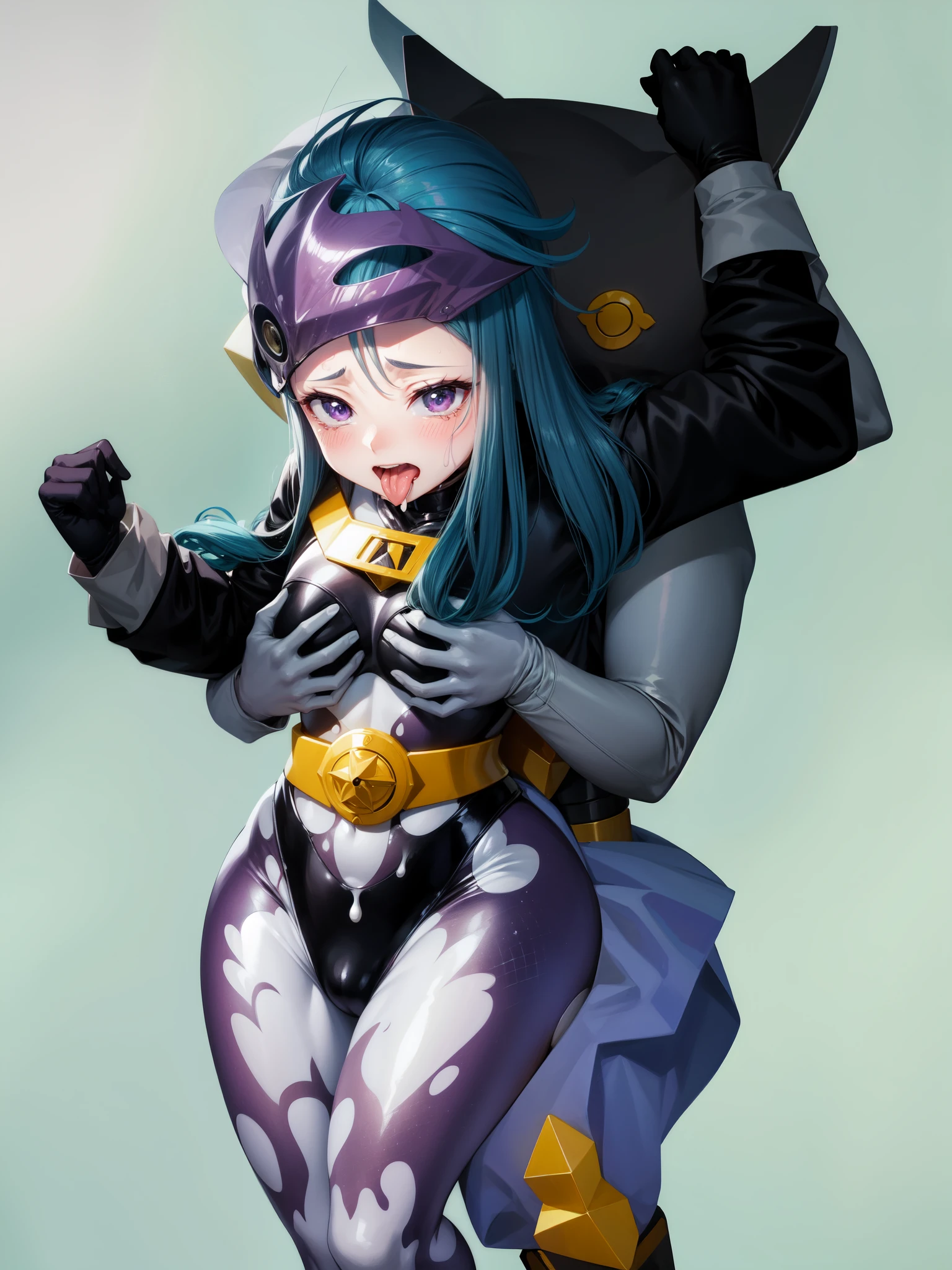 Close-up of a woman in black and silver costume, Saiyan Girl, wonderful, Nano Girl, Female body type, Inspired by Hiromu Arakawa, Anime Manga Robot!! Anime Girls, Fubuki, Full Body Suit, by Hiromu Arakawa, , wonderful, silk, Beautiful and attractive anime teen, Anime Girls of the future, tears,Drooling,Pee,Sweat,Ahegao,Tongue out,incontinence,incontinenceして股間を濡らしている,Peeing,White semen in the crotch,Droolingを垂らしている,Mouth open and tongue out,Sticking out your tongue and drooling,Estrus,Nipple Pochi,Eyes wide open,Estrus!!!,Blushing,Drooling with excitement,White semen in the crotch,White stain in crotch,Droolingが垂れている,垂れたDroolingが胸についている,Crotch stain,Crotch stainのあと,feeling sexual,Excited,Nipples are erect,Face is hot,Joy,Lust!!!,Lustして舌を出している,Lustして涎を垂れ流している,sticks out tongue,Ahegaoで舌を出している,Mouth wide open and tongue sticking out,drool is dripping from the mouth,Drooping tears,Drooping tearsがおっぱいについている,怯えてincontinence,White semen in the crotch,Semen is poured on!,Having her breasts massaged,おっぱいをI feel it when I'm massaged,Being held in a headlock by the Cat Man from behind,猫男にHaving her breasts massaged,I feel it when I'm massaged