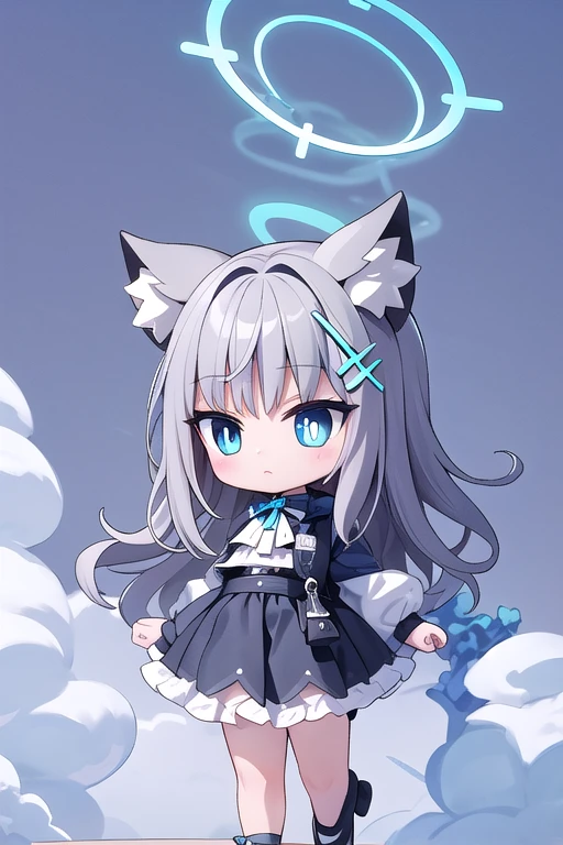 shiroko_bluearchive,beast ears, full body,chibi
