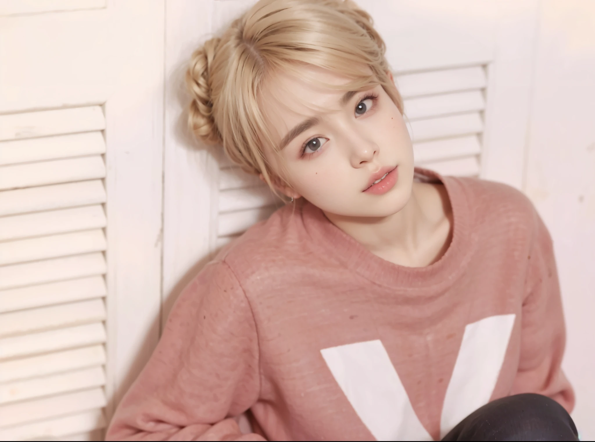 mulher arafa com cabelo colorido sentada em uma mesa, Jung Jaehyun, adorable and pale korean face, pintar ulzzang, Kim Doyoung, com cabelo curto, jossi do blackpink, Hong junho hyung, taejune kim, Ulzzang, o corte Hime, jaeyeon nam, XQC, Parque Jimin, cabelo curto platinado moleca