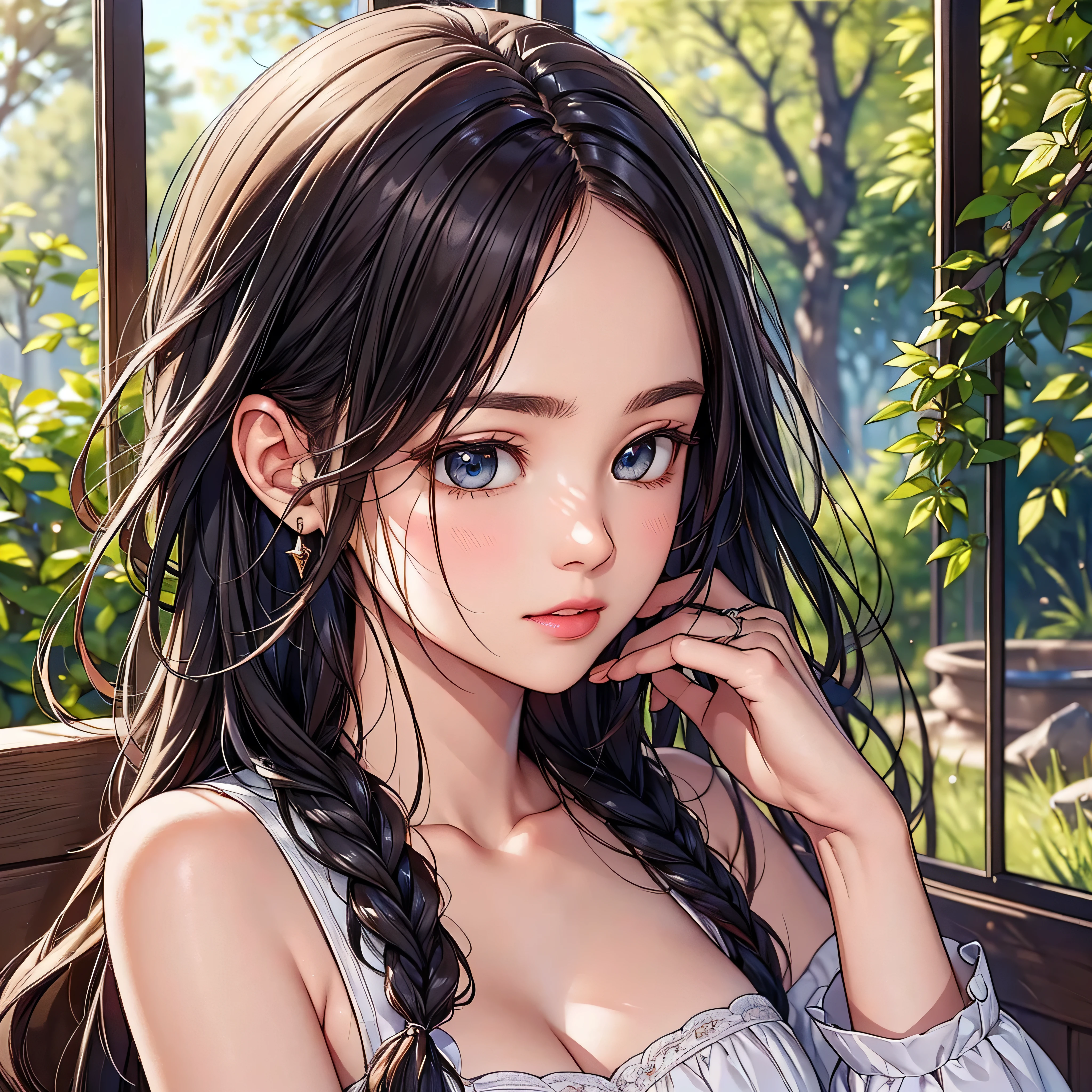 sunset, epic (top best quality,ultra highres,ultra highdef,ultra sharp,epic masterpiece:1.2),ultra-detailed,(epic realistic,epic professional photorealistic,epic photo-realistic:1.37),fair-skinned girl,white clothes,side braids,full-body portrait,beautiful detailed eyes,beautiful detailed lips,long eyelashes,Epic white hair,golden eyes,serene expression,garden background,right side composition,vibrant colors,lush greenery,soft sunlight,soft shadows,magical atmosphere,ethereal feel,impeccable skin texture,subtle makeup,hint of blush,delicate features,sophisticated pose,gentle breeze,graceful movements,majestic aura,pure and innocent appearance,delicate flowers,whispering trees,dreamlike setting,enchanting ambiance,heavenly beauty,vibrant personality,soulful gaze,aesthetic charm,fantasy-inspired artwork,impressive realism,masterpiece level details,immaculate attention to detail,striking visual impact,immersive artwork,artistic brilliance,exquisite composition,impressive depth of field,intricate braids,sublime craftsmanship,life-like textures,impressive contrast of colors,impressive fine art,picturesque scenery,ethereal magic,divine energy,feminine strength,aristocratic elegance, BREAK, (epic tMasterpiece, max best quality, ultra professional photo-realistic, ultra high-resolution, epic photography, :1.3), ultra-detailed, ultra sharp focus, epic professional photo, epic commercial photo, varies multi etc. --v6 --s1000 --c20 --q5 --chaos100