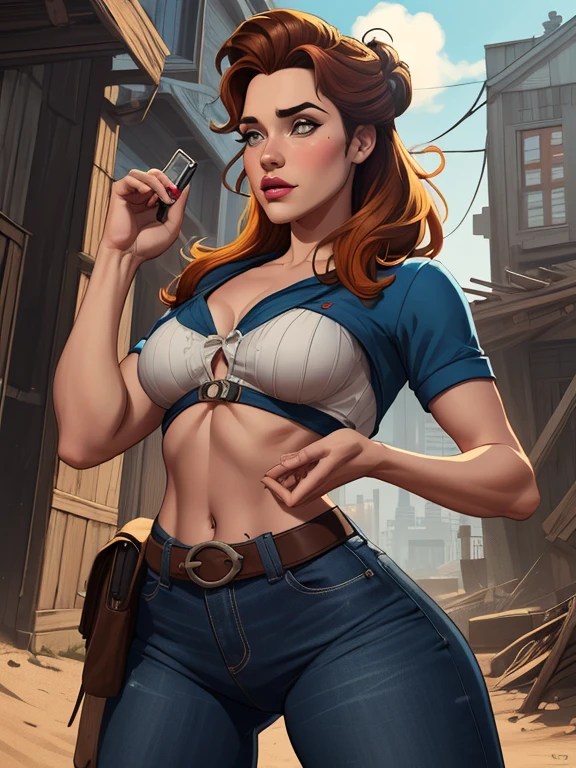 beautiful, (masterpiece:1.2), (best quality:1.2), perfect eyes, perfect face, perfect lighting, 1girl, , on rusty tower, torn clothes, big breasts, legs wide open, fingers on vagina