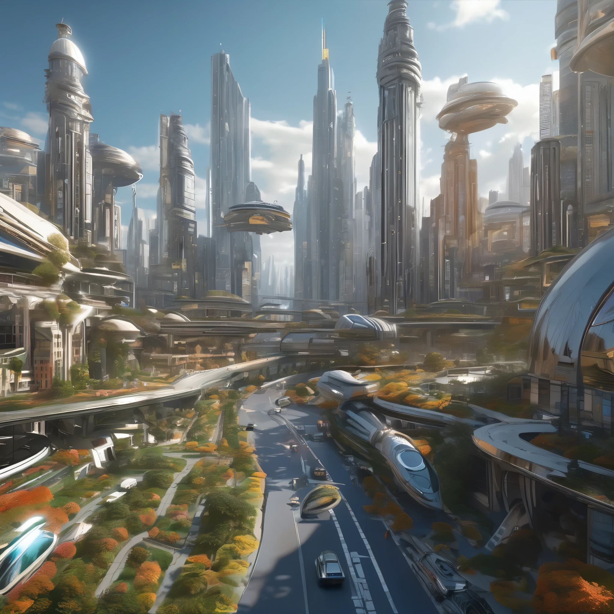 city of the future future city future architecture dream city technology design silver、Money、Copper glass exterior Colorful avenue landscape Sunlight shining on the road Busy traffic similar to Coruscant Vibrant future scene Unreal Engine:Ultra HD,Best quality:1.4,Realism:1.4,masterpiece:1.8,Otherworldly,,Colonization of new planets,Lots of alien vegetation,Intricate flowers,Amazing,Amazing的艺术品。(Best quality,4k,8K,high resolution,masterpiece:1.2),Ultra Detailed,(realism,realism,realism:1.37),HDR,UHD,Ultra-thin paint,Sharp focus,Physically based representation,Very detailed description,major,Vibrant colors,Fantastic city,The capital of the empire,Super tall skyscraper。Space tower where the star cruiser is moored,pierce the sky,Bright city lights,Rivers running through the city,Waterfall in a city garden,Huge high waterfall,Who doesn't sleep。In the midst of a bustling cityscape,著名的高科技Money字塔式建筑,Its architectural wonders are reflected in the futuristic style。When the hovercar glides easily in the air,Full of life,Full of life。,Full of life。,Full of life。,Full of life。。,Modern technology blends seamlessly with traditional Arabian luxury urban fabric。This is an amazing work of art,Using Pixai,Bringing powerful AI models to life,Show the limitless creativity and possibilities of our imagination。Experience the future of the cityscape at Pixai,Immerse yourself in a ghostly world of art,Filled with lava,Lava Falls,Abyss of flames and smoke,A transport spacecraft is docked at the spaceport