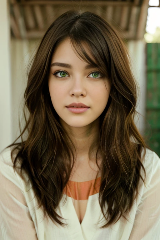 uma mulher jovem adulta com longos cabelos castanhos e olhos verdes posando para uma foto, cabelos castanhos e olhos grandes, linda modelo de , Linda jovem, com olhos verdes, linda garota modelo, cabelo preto e olhos grandes, garota muito linda, garota cara fofa, garota jovem e fofa, com deslumbrantes olhos verdes, linda jovem