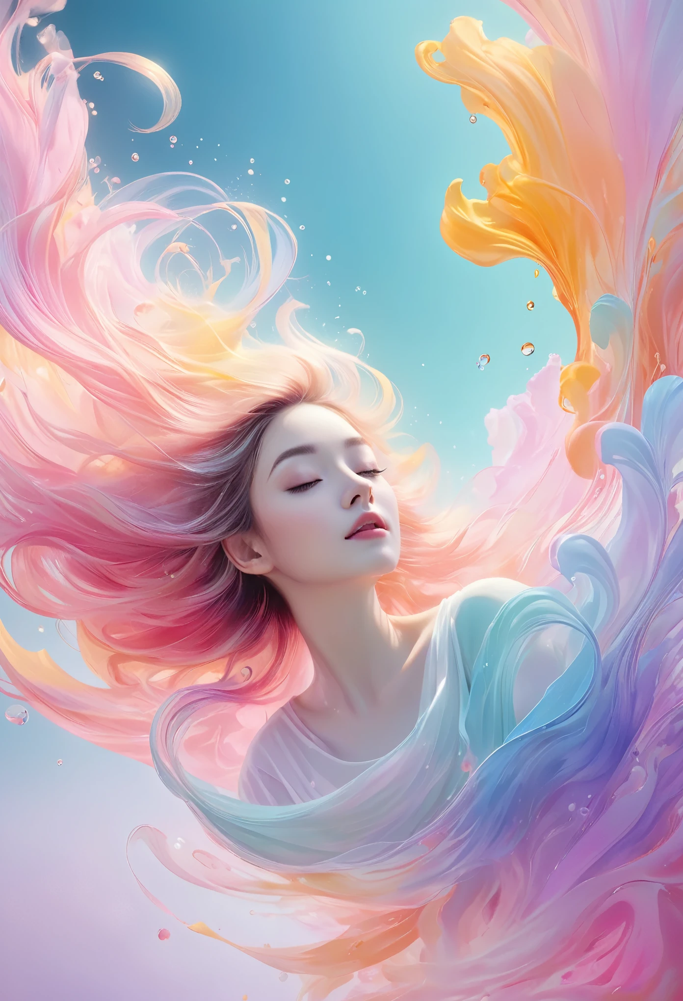 (best quality,4k,8k,highres,masterpiece:1.2),ultra-detailed,(realistic,photorealistic,photo-realistic:1.37),floating,floating art,conceptual art,suspended,lightweight,dreamy,beautiful,serene,illustration,ethereal,gentle,colorful,soft focus,translucent,airy,harmonious,pastel colors,subtle lighting, abstract, dreamlike, surreal, weightless, delicate brushstrokes, vibrant hues, tranquil atmosphere