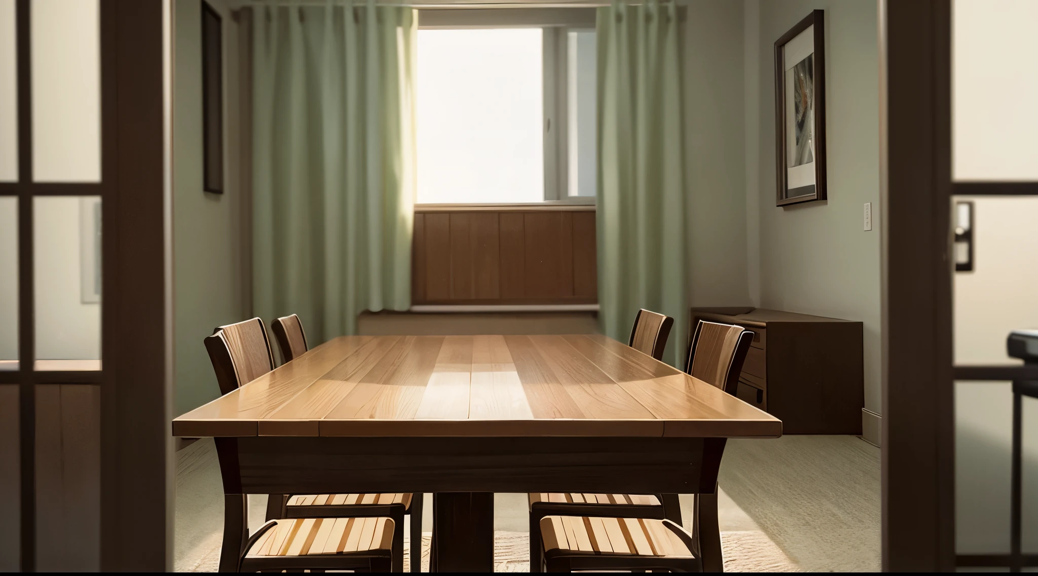 Dining table, simple,Cinematic room