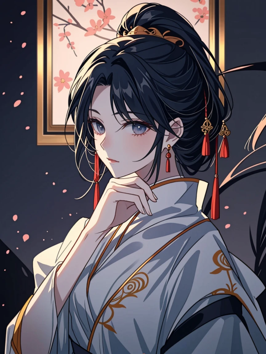 (Extremely detailed 8k wallpaper),(Super detailed),(best quality),(masterpiece),(Very detailed),(Movie Lighting),(The original),Cold Light,Moody,(Chinese meticulous painting ),Ink style,32K Depth of Field,1 Girl,Solitary,((bust)),Minimalism