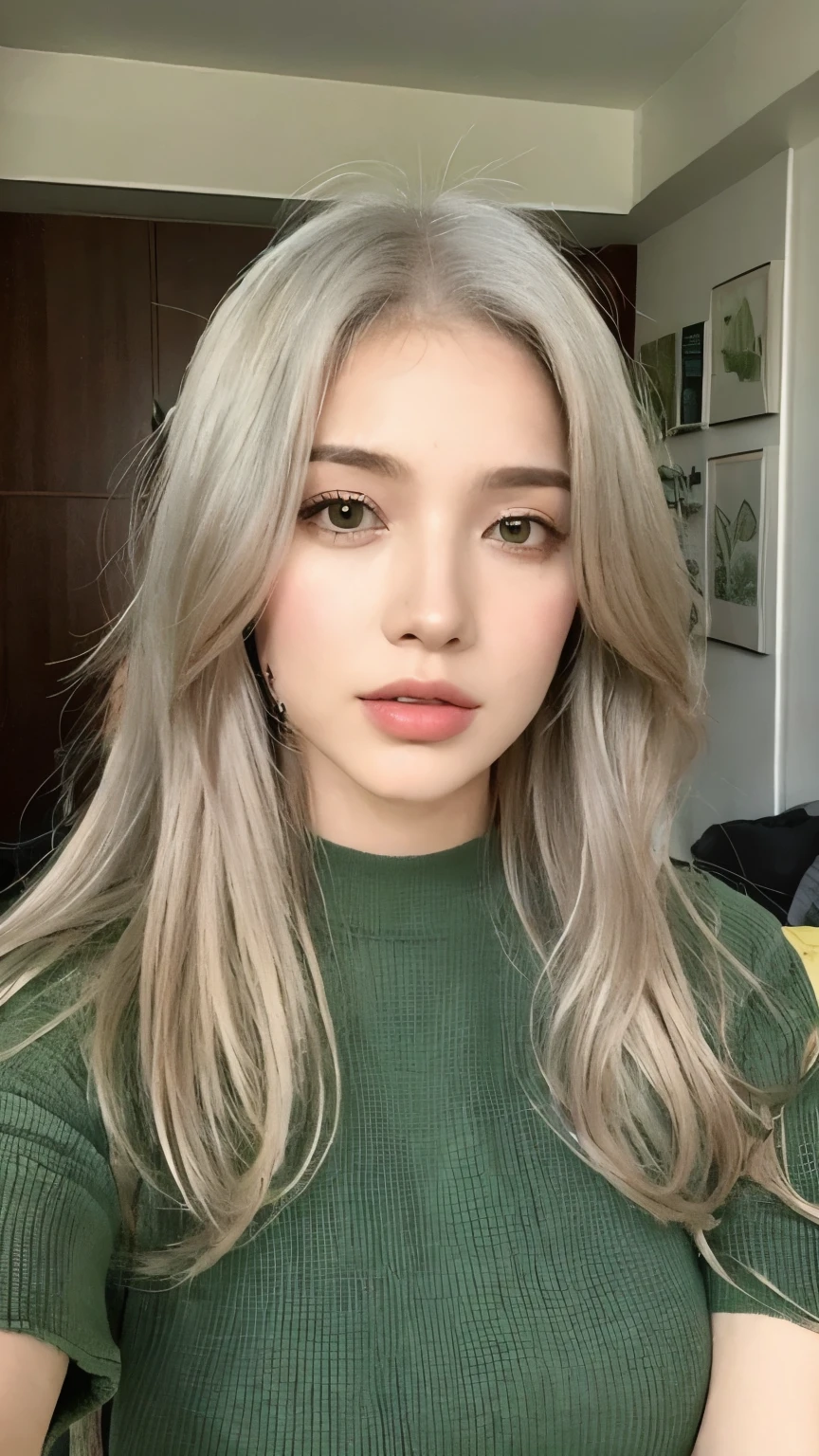 Cabelo castanho e olhos verde