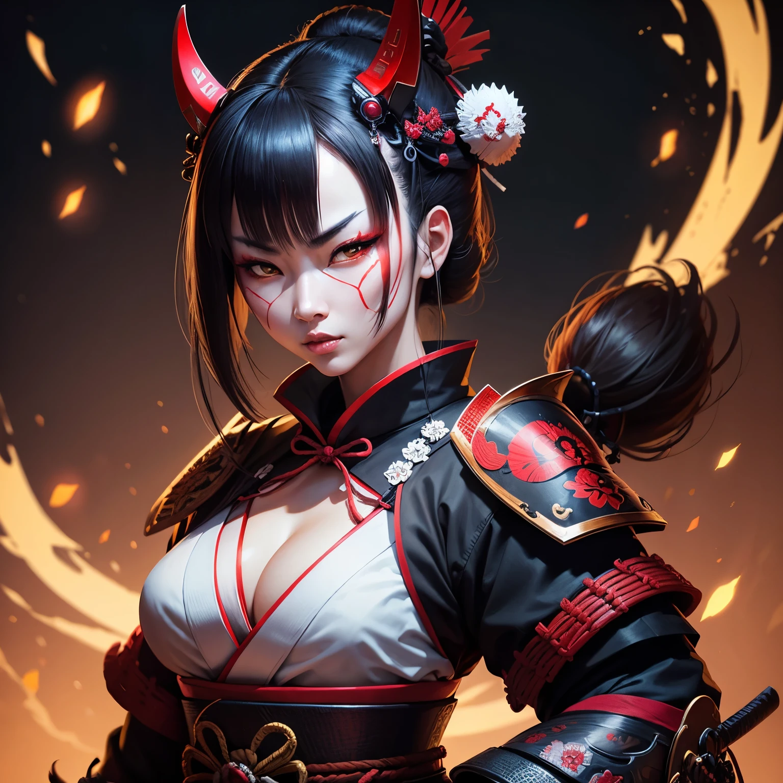 Samurai woman with a hannya mask