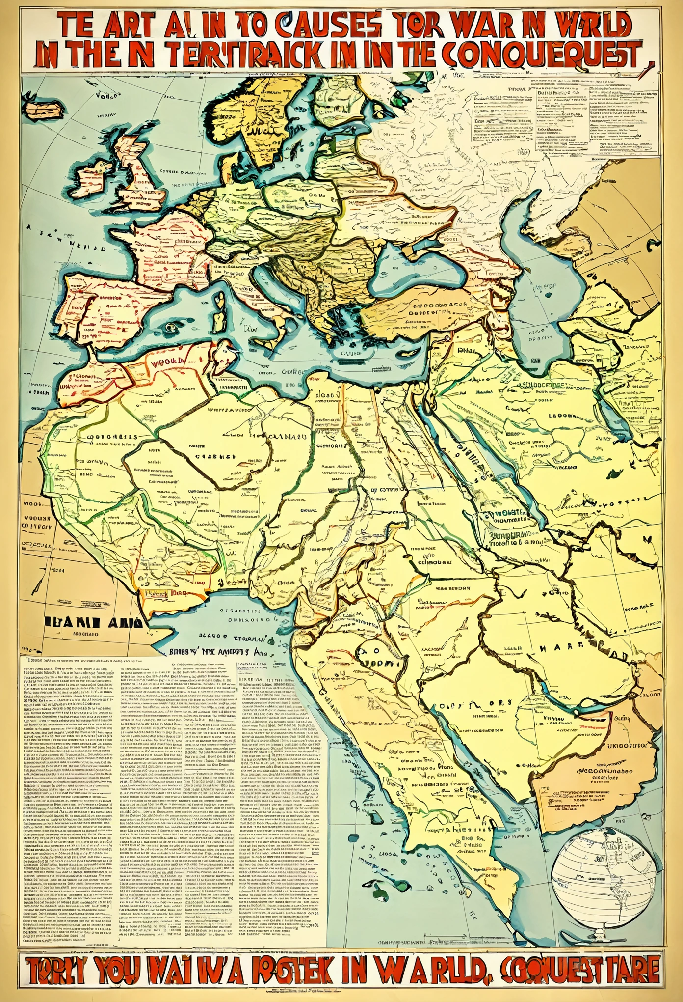 Realistic, art, Make a poster about CAUSES OF CONQUEST back in world war, territory, 