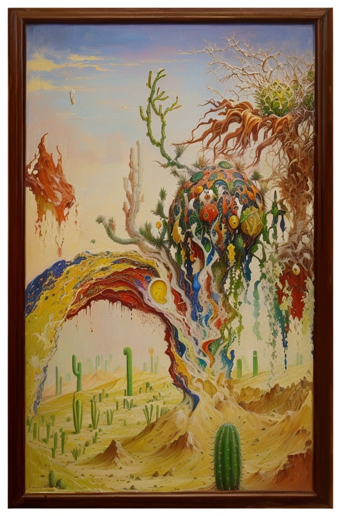 painting of a desert landscape with a cactus, сюрреалистический canvas, oil, surrealism, canvas, oil, a surreal painting, surreal painting, surrealist oil painting, Шедевр абстрактного surrealismа, surreal painting, a surrealistic landscape painting, a surrealistic landscape, second mason, psychedelic painting, inspired by André Masson, surreal painting