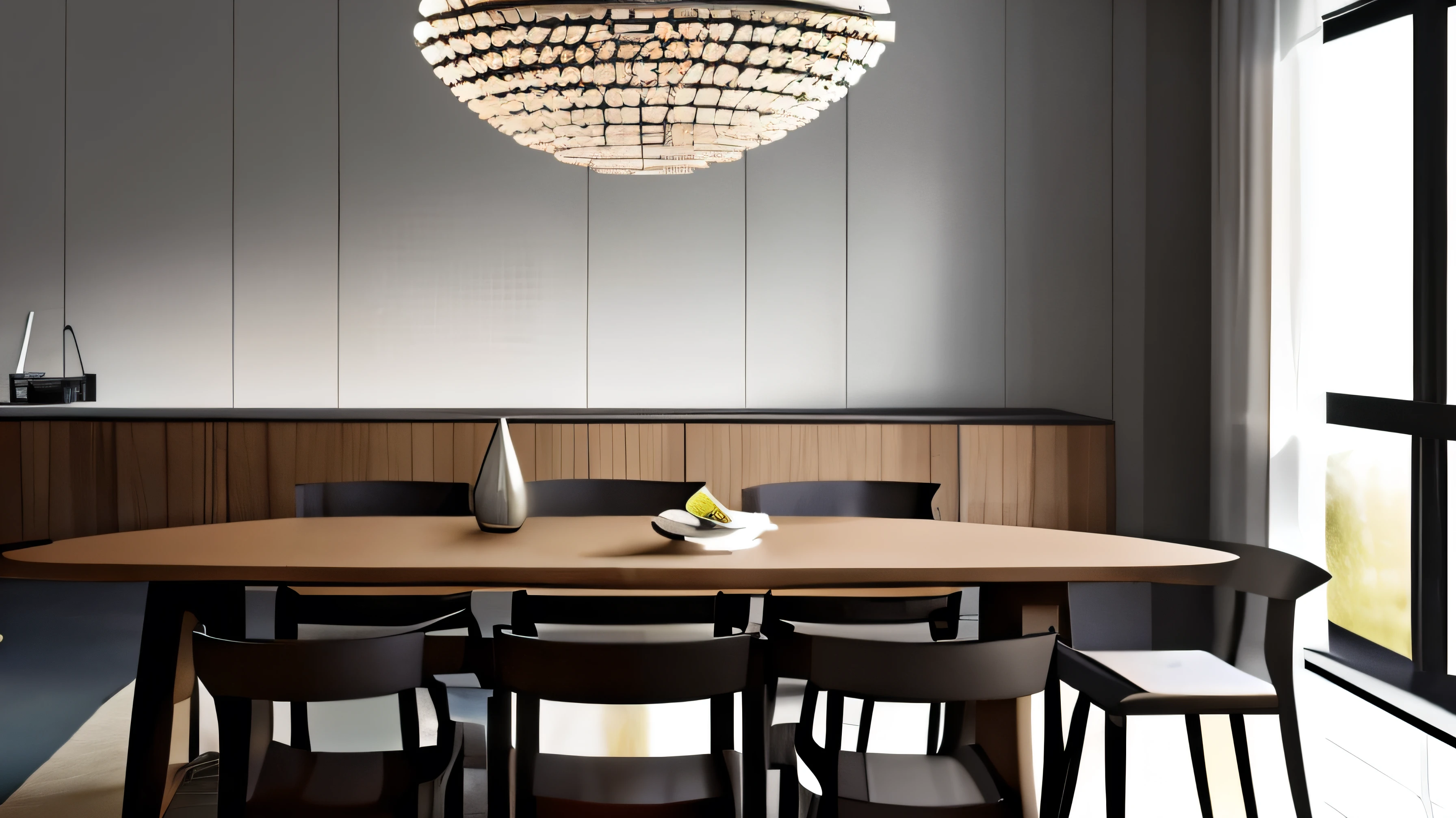 Dining table, simple,Cinematic room,pendant light
