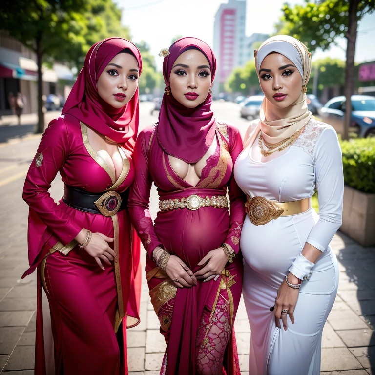 (8k, RAW photo, best quality, masterpiece:1.2), (realistic, photorealistic:1.37), two mature hijab woman, 25-years-old, real huge breasts, huge breasts, huge breasts, real nipples,