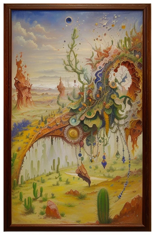 painting of a desert landscape with a cactus, сюрреалистический canvas, oil, surrealism, canvas, oil, a surreal painting, surreal painting, surrealist oil painting, Шедевр абстрактного surrealismа, surreal painting, a surrealistic landscape painting, a surrealistic landscape, second mason, psychedelic painting, inspired by André Masson, surreal painting